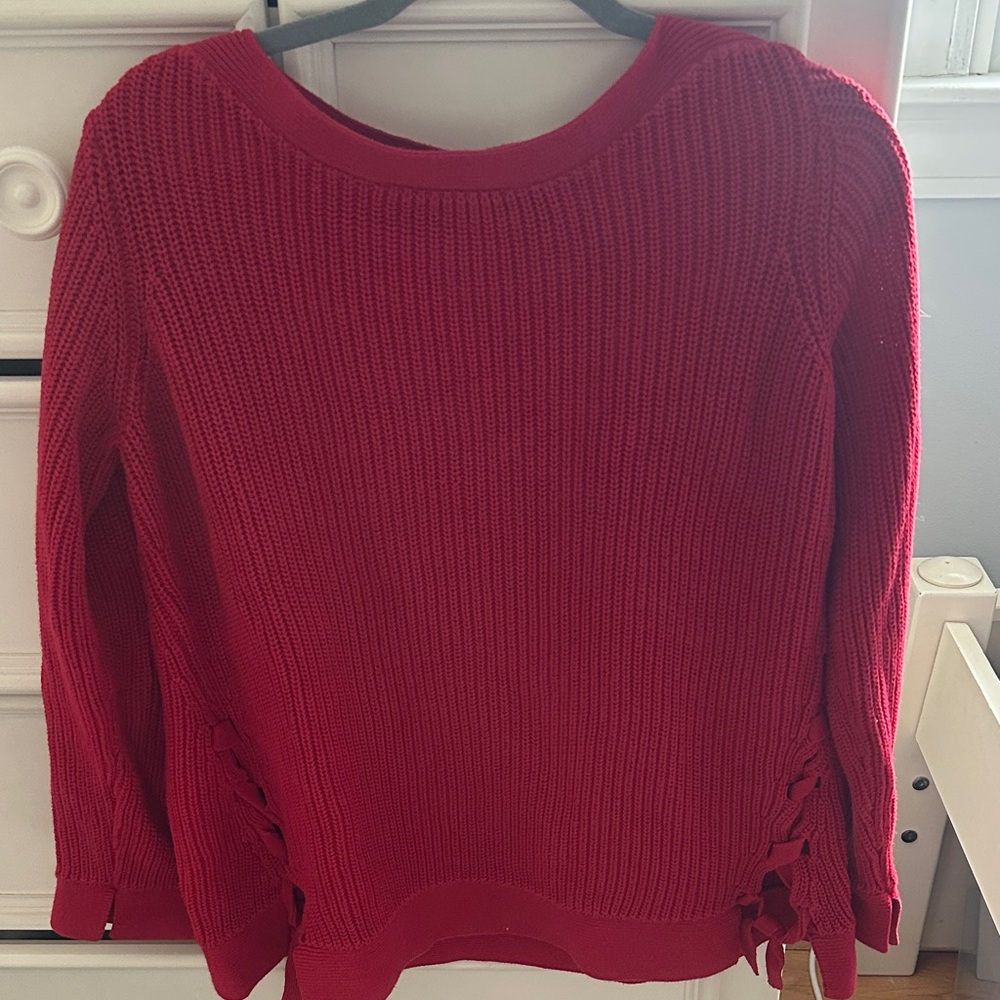 LOFT Red Women's Crew Neck Sweater